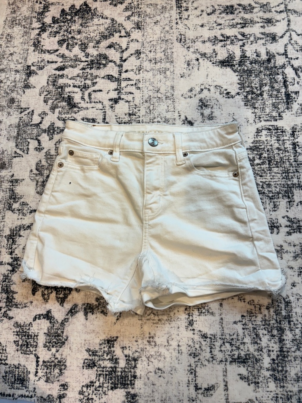 American Eagle Outfitters White Denim High-Rise Jean Shorts